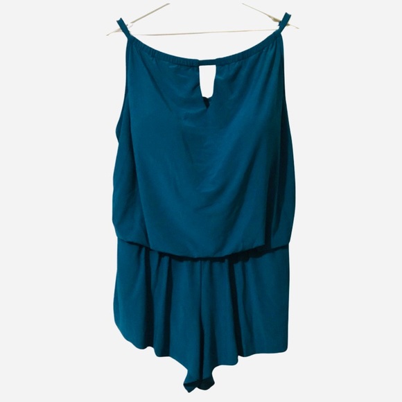 Aqua Green Romper, Women's Keyhole Blouson (5 Star) Style - Picture 11 of 11